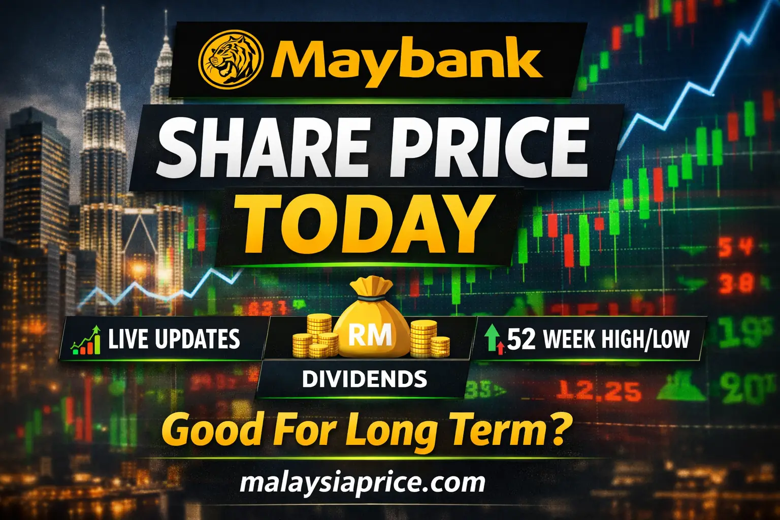 Maybank share price today live on Bursa Malaysia with dividend, 52 week high low and long term investment outlook